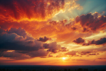 Wall Mural - Sunset With Vibrant Sky and Radiant Sunlight