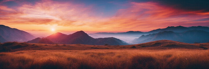 Wall Mural - Sunset Over Mountain Range