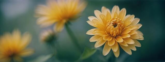 Wall Mural - Close Up of a Yellow Flower With Blurry Background