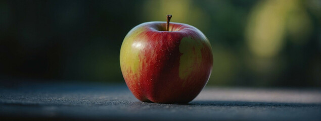 Wall Mural - A red apple with a blurred green background