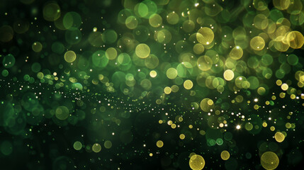 Wall Mural - A green background with many small gold circles