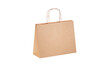 Kraft brown paper glossy shopping bag mockup with paper handles