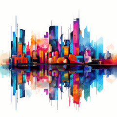 Canvas Print - A colorful abstract city skyline.