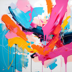 Canvas Print - A colorful abstract painting with bold strokes.