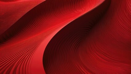 Wall Mural - 3D wavy striped pattern flowing across an elegant abstract background, red backdrop imbued with energy, waves creating a sense of movement, each stripe with a subtle gradient, casting soft shadows