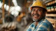 © tonstock - Carpenter with a charming smile poses confidently at his workshop.