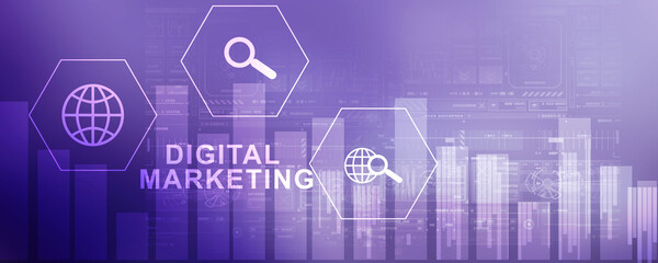 Wall Mural - 2D Digital Abstract digital marketing background