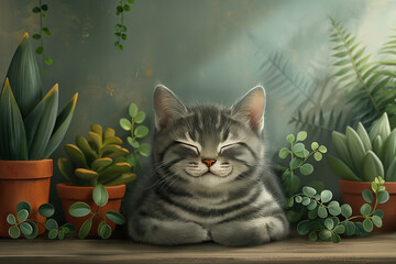 Wall Mural - the cat is sleeping. Comfort, meditation