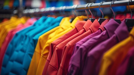 Canvas Print - Row of Colorful Shirts on Rack