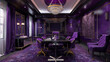 Immersed in a regal amethyst meeting room, featuring luxurious furnishings and refined accents for exclusive client presentations.