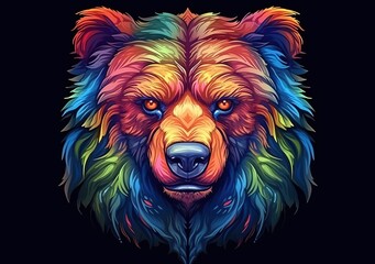 Wall Mural - character bear head close up. Full color illustrations.