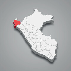 Piura department location within Peru 3d map