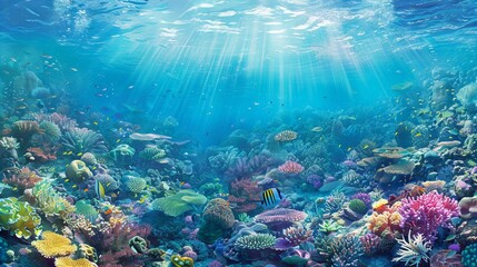 Poster - coral reef with fish