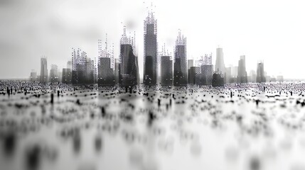Aufkleber - Wireframe of smart city low poly on white background. Abstract or metropolis hi-tech city. Infographic automation concept.Polygonal space low poly with dots and lines.