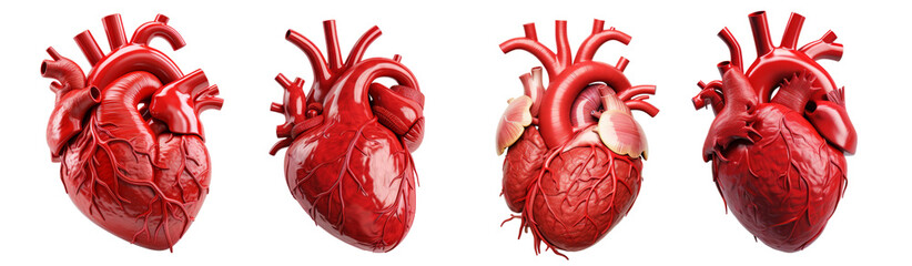 Wall Mural - Human Heart Anatomy Isolated on Transparent Background, (PNG).