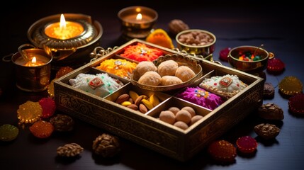 Poster - Diwali sweets and treats in a decorative box