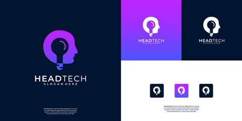 Sticker - Smart people high innovation technology logo design. Abstract future artificial intelligence logo design inspiration.