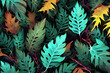Grünes Muster mit Blättern als Hintergrund oder Textur