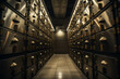 Rows of safe deposit boxes inside the vault. Generative AI