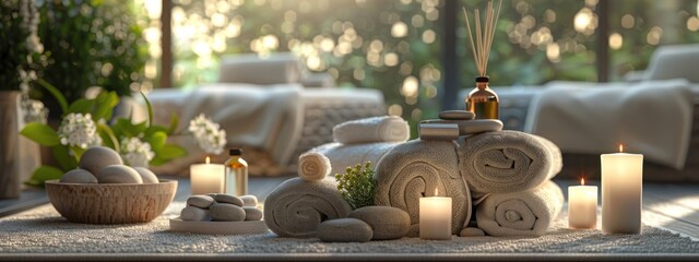 spa background towel bathroom white luxury concept massage candle bath. bathroom white wellness spa 