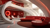 Fototapeta  - Stylish modern living room interior. Neural network AI generated art