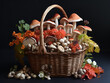 Foraged Mushroom Bounty on a Kitchen Counter