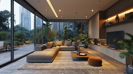 Wall Mural - Luxury living interior with a relaxed cozy atmosphere