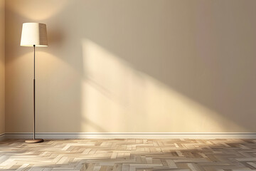 Empty room with white color wall with lamp.