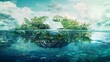 Earth's Lifelines A Visual Ode to Earth Day, artfully blends the essence of Earth's oceans, wildlife sanctuaries, human kindness, and the greenery of forests in a double exposure design