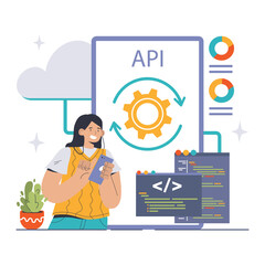 API technology concept. Flat vector illustration