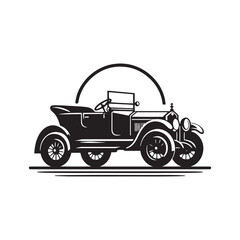 Vintage Car Silhouette Vector Collection for Retro Enthusiasts and Classic Automotive Designs, Classic Vintage car Illustration.