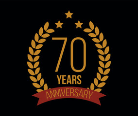 Wall Mural - 70 Years anniversary. Luxury bronze laurel, birthday celebration and commemorative banner