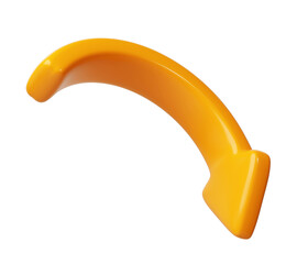 orange 3d half circle arrows down direction. Arrow sign or icon for web button and interface and navigation design illustration
