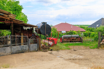 Wall Mural - Moldavian village. Background with selective focus and copy space