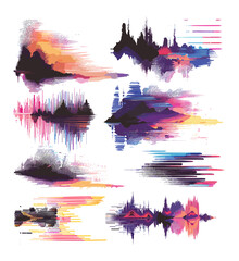 Wall Mural - glitches digital pixel noise error colorful vector set. signal failure elements data screen decay ac