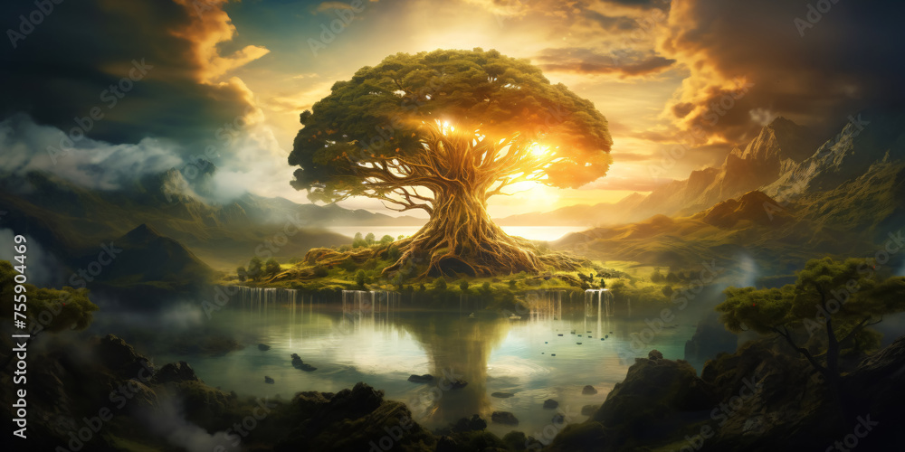 World Tree Image the world tree yggdrasil - old norse world ash, tree of life Stock ...