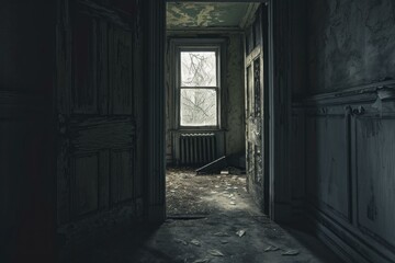 Wall Mural - Abandoned room. Scary empty inside. Generate Ai