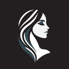Wall Mural - Beautiful woman face logo. Hair, spa and aesthetics business concept. Modern, elegant, luxury style. Vector illustration