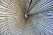 inside parachute looking up (large hanging tent parachute material) converging lines texture background fabric sewn