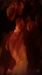 Wall Mural - abstract red orange hued clouds vertical 4k loop features red and orange paint like animations movin
