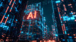 AI inscription on a neon-lit skyscraper grid