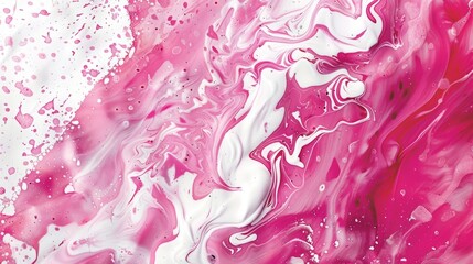 Wall Mural - Abstract Dance of Pink and White: A Mesmerizing Paint Swirl Illustration