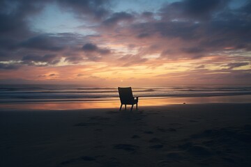 Canvas Print - A lone beachcomber enjoying solitude at dawn