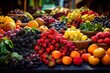 A table covered in colorful fruit at a farmers market