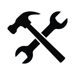 Wrench and hammer vector illustration, maintenance logo symbol	
