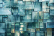 Abstract geometric pattern of reflective glass facade on building