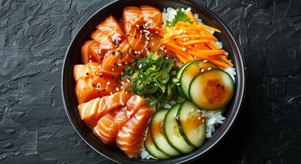 Wall Mural - Bowl of Sushi With Cucumbers and Carrots
