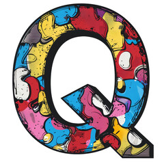 Wall Mural - Letter Q in Pop Art Style Isolated on Transparent or White Background, PNG