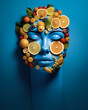 zen-like face fruit,wellness,well-being,lifestyle,abstract,fantasy,concept illustration