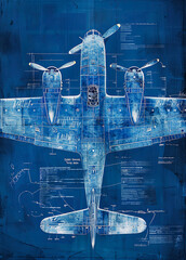 Wall Mural - Blueprint of plane